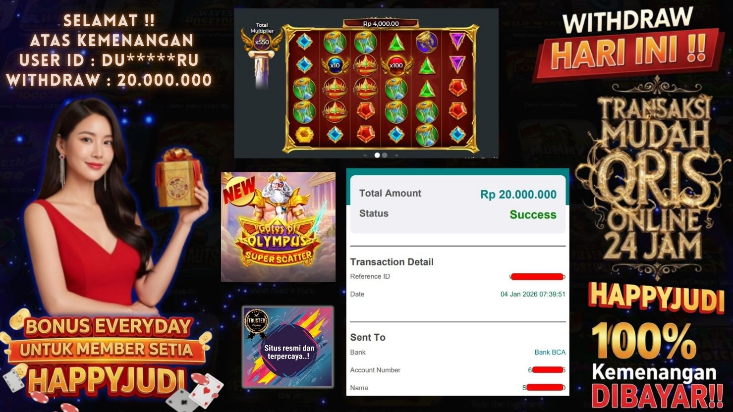 HAPPYJUDI JACKPOT SLOT GATES OF OLYMPUS SUPER SCATTER